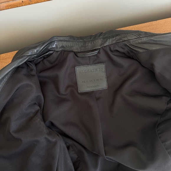 NWOT! All Saints Cargo Leather Biker Jacket - Picture 13 of 14